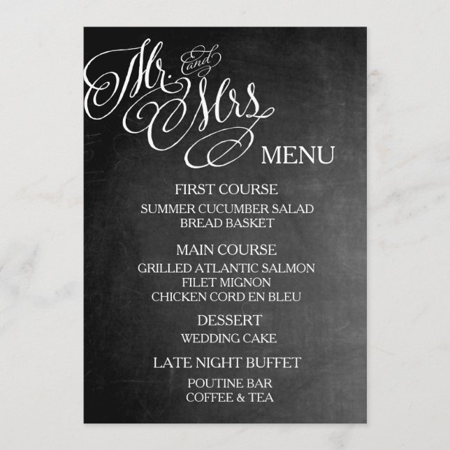 Sr. & Sra. clássicos Casamento Menu Quadro (Frente)