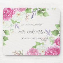 Sr. & Sra. florais elegantes Casamento | Mousepad