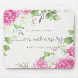 Sr. & Sra. florais elegantes Casamento | Mousepad