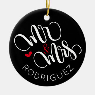Sr. & Sra. - Ornamento personalizado de casamento