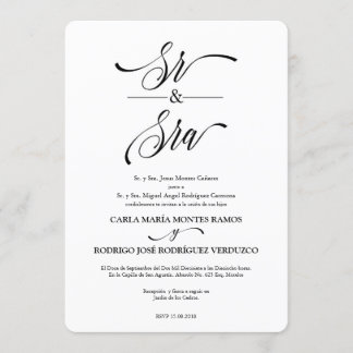 Sr y Sra. Convite De Casamento Espanhol