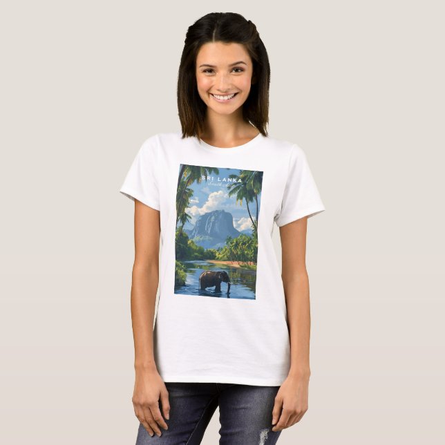 Sri Lanka Elephant River Jungle T-Shirt for Women (Frente Completa)
