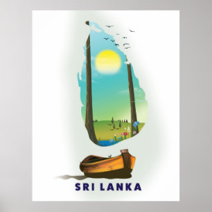 Sri Lanka: poster de turismo de mapa ilustrado.