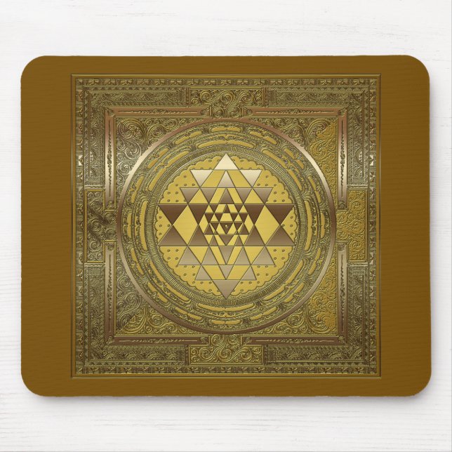 Sri Yantra Dourado - Mouse Pad (Frente)