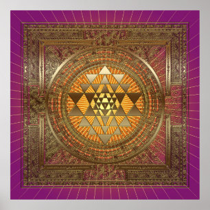 Sri Yantra Purple Sun - Poster