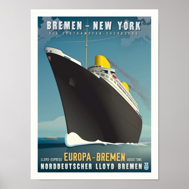 SS Europa Art Deco Travel Poster (Frente)