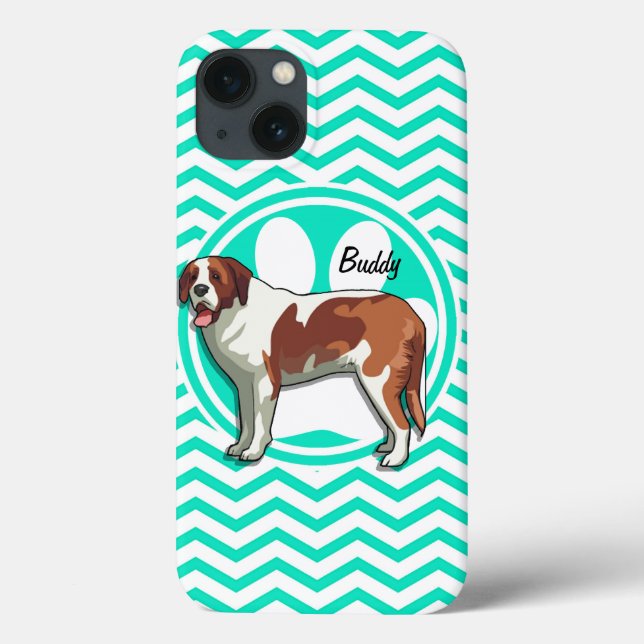 St Bernard; Aqua Chevron verde (Verso)