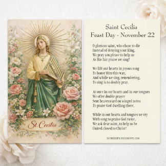 St. Cecilia Prayer Musicians Vintage Holy Card