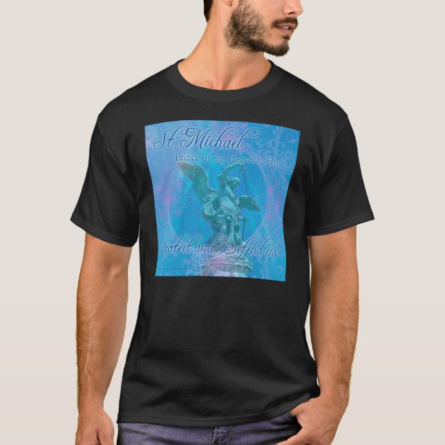 St Michael protege-nos & defende- t-shirt (Frente)