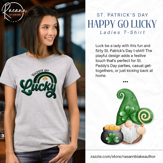 St. Patrick's Day Happy Go Lucky Women's T-Shirt (Criador carregado)
