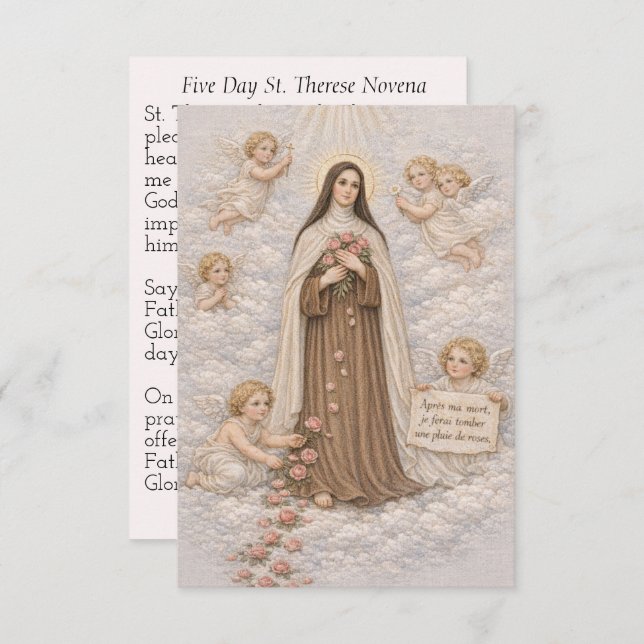 St. Therese 5 Day Novena Prayer Catholic (Frente/Verso)