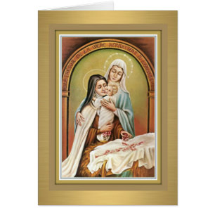 St. Therese a flor pequena w/Mary & cartão de