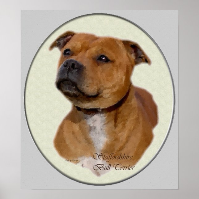 Staffordshire Bull Terrier Art Impressão (Frente)