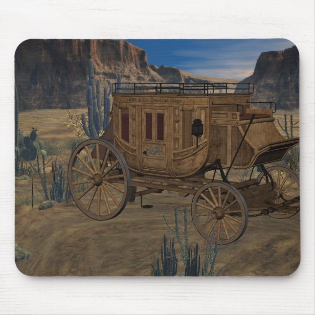 Stagecoach ocidental selvagem velho Mousepad (Frente)