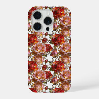 Stained Glass Red & Pink Roses Elegant Floral