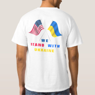 Stand With Ucrânia T-Shirt USA Flag Ucraniano