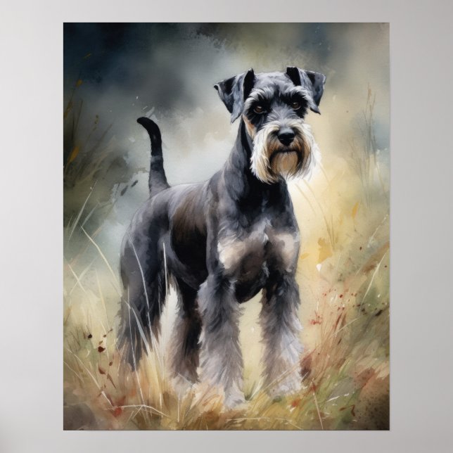 Standard Schnauzer Dog Art Impressão Poster (Frente)