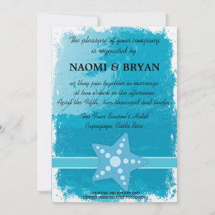 Star Fishand - convite de casamento azul