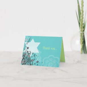 STAR FLOWERS Bat Mitzvah Cartões de agradecimento