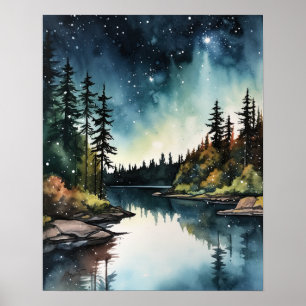 Star Lake Watercolor Impressão