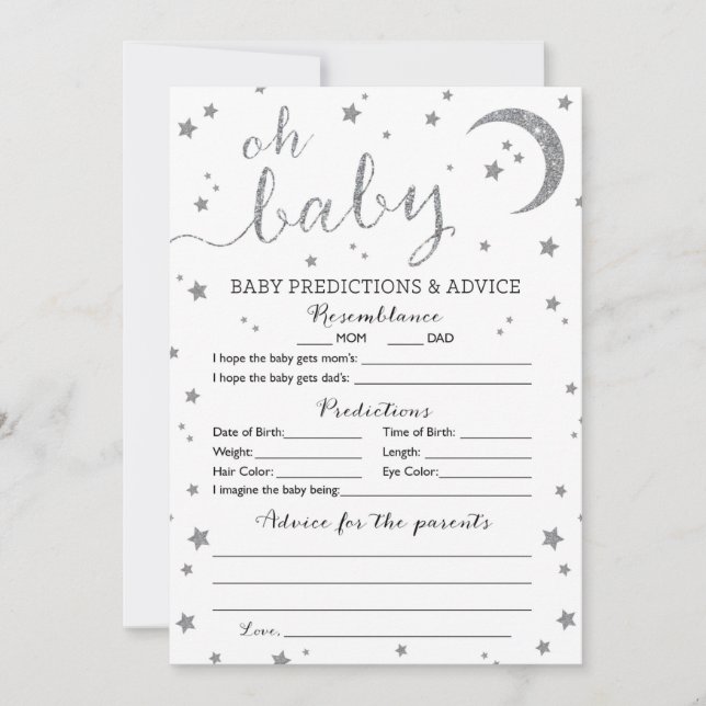 Star Silver Glitter Predicações e Cartão de Aviso (Frente)