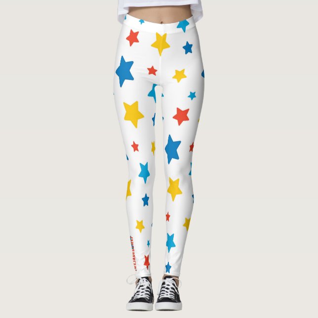 Star-Spangled Fun: Primary Star Print Leggings (Frente)