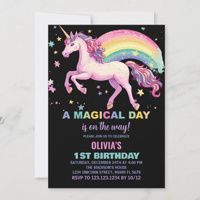 Star Unicorn - Convites de Aniversário do Arco Arc (Frente)