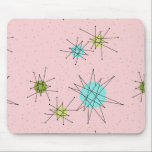 Starbursts atômico icónico cor-de-rosa Mousepad<br><div class="desc">Este teste padrão atômico icónico cor-de-rosa de Starbursts Mousepad caracteriza starbursts atômicos icónicos. Isso é direito! A velha escola, primeira senhora Cor-de-rosa coloriu o fundo com salpicos do ouro é o contexto perfeito para a turquesa vibrante, o aipo reconfortante, e os círculos coloridos do verde kitschy da pera. Os pontos...</div>