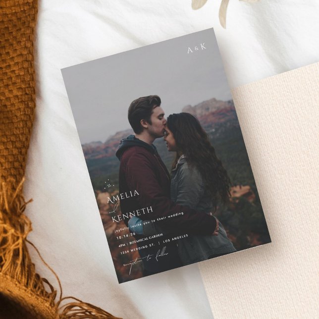 Stardust Monograma e Convites para Casamento de Fo (Criador carregado)