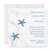Starfish Azul com Convite para Casamento de Silver