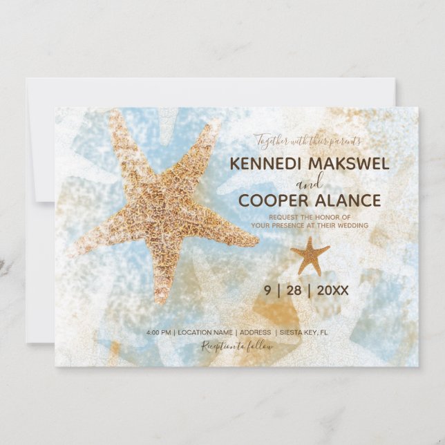 Starfish Beach, era um convite para casamento cost (Frente)
