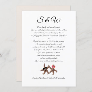 Starfish Bride e Groom - Letra Casada Convite