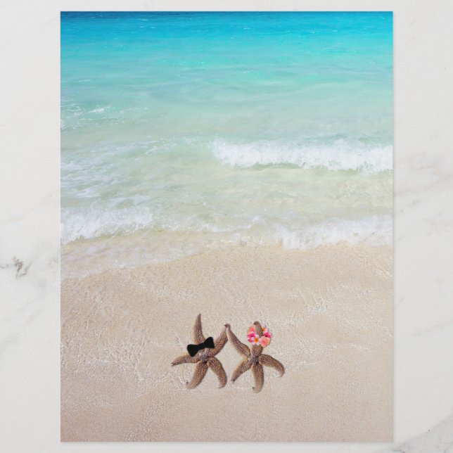 Starfish Bride Groom Beach Scense Paper (Frente)