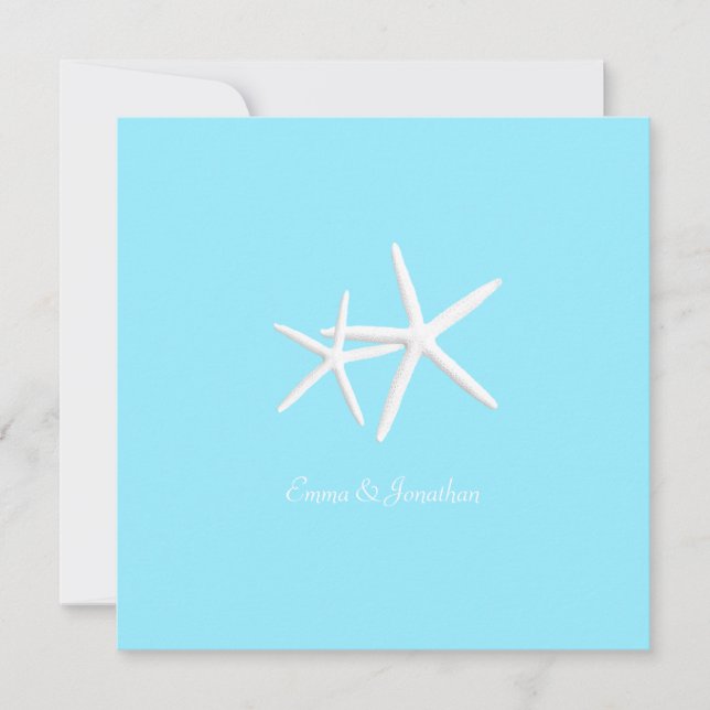 Starfish Decorou Aqua Beach Casamentos Convites (Frente)