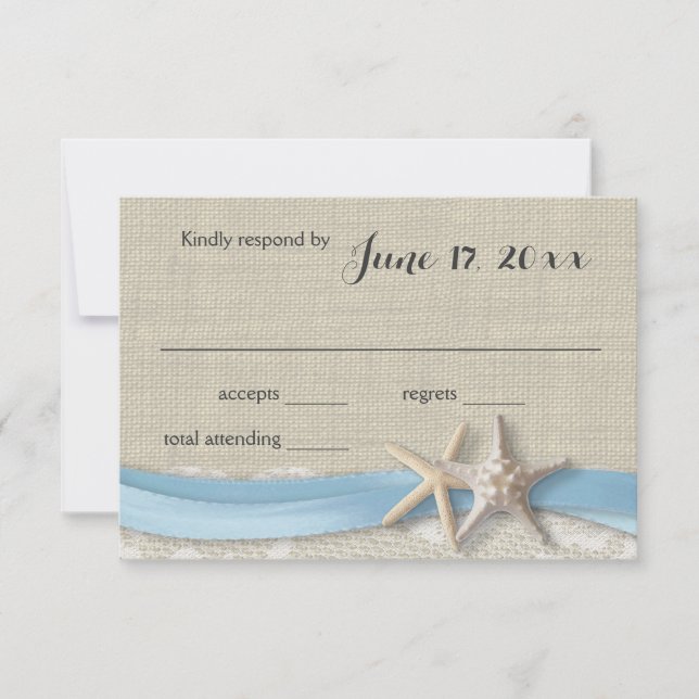 Starfish e Ribbon Beach Light Blue RSVP (Frente)