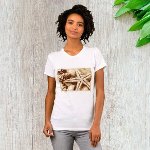 Starfish e Seashells Mulheres em T-Shirt