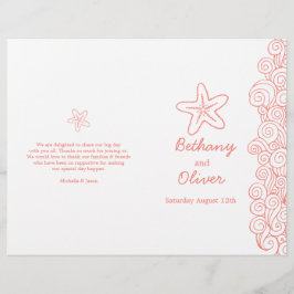 Starfish e swirls - programas de casamento branco 
