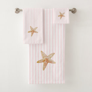 Starfish Painting Pink Stripe Toalha