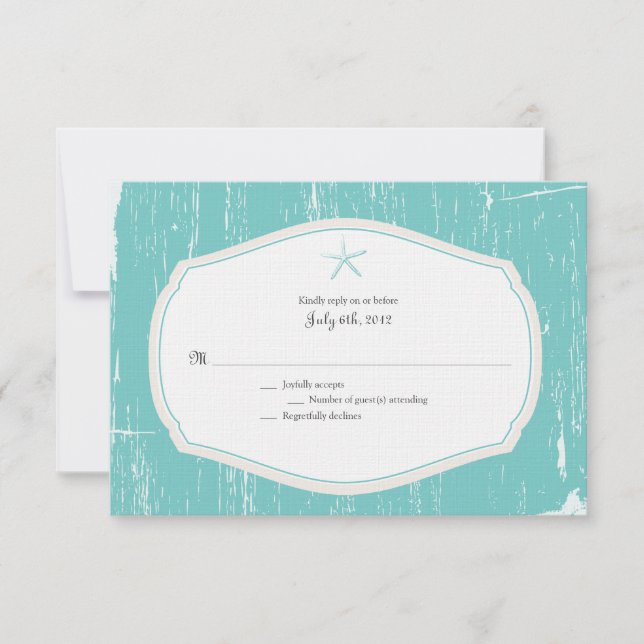 Starfish Rustic Beach Weding RSVP (Frente)