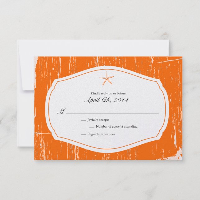 Starfish Rustic Beach Weding RSVP (Frente)