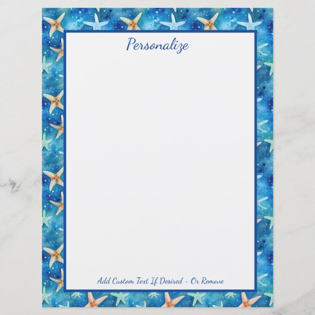 Starfish Sea Marine Life Blue Personalizado (Frente)