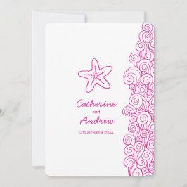 Starfish Sea swirl cor-de-rosa convite para casame