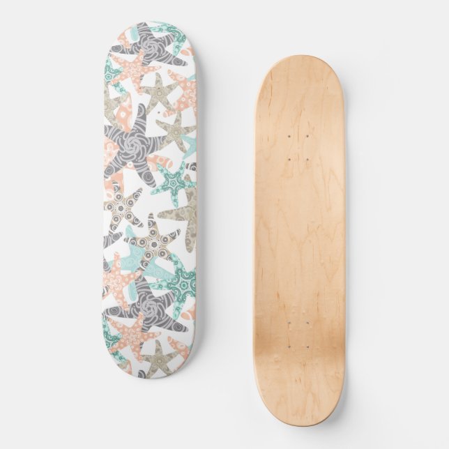 Starfish Seamless Pattern Skateboard Deck (Frente)