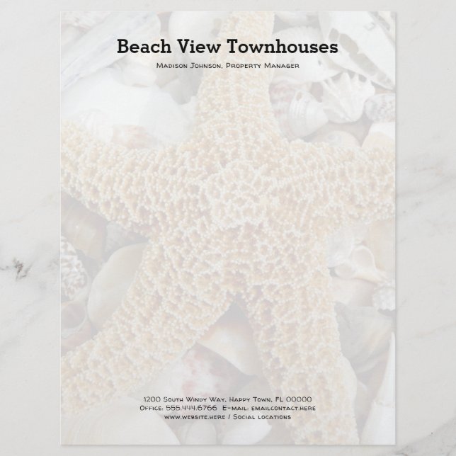 Starfish Seashells Beach Office Papel timbrado (Frente)