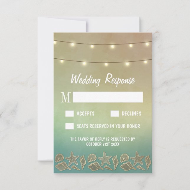 Starfish Tropical e Cartões RSVP de Casamento de S (Frente)