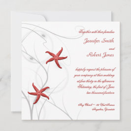 Starfish Vermelho com Convite para Casamento de Si
