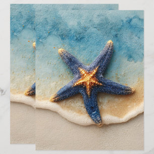 Starfish vibrante no papel Sandy Beach