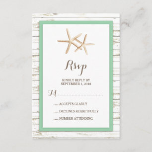 Starfish Whitewash Wood Beach Casamento RSVP Mint