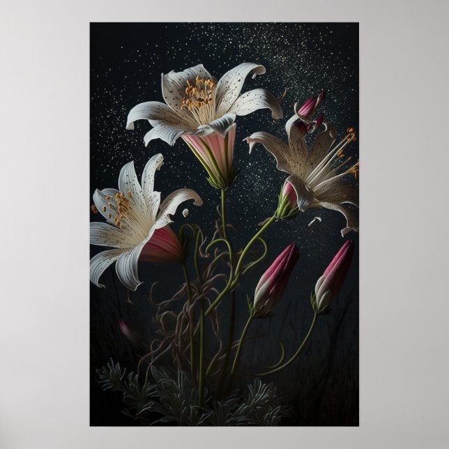 Stargazer Lily Flowers Art Impressão (Frente)