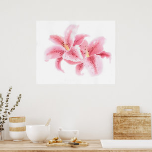 Stargazer Lily Watercolor Poster